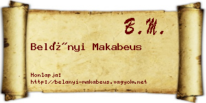 Belányi Makabeus névjegykártya